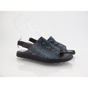 La Plume Asbury Sandals Women's Size 40 9 Navy Python Leather Slingback Shoes